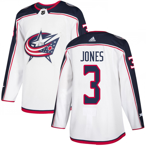 Adidas Blue Jackets #3 Seth Jones White Road Authentic Stitched Youth NHL Jersey